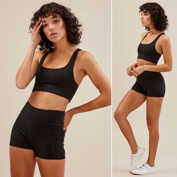 Girlfriend Collective High Rise Run Shorts in Black Large NWT - Picture 8 of 12